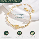 XUANPAI Virgin Mary Cross Bracelet for Women,14K Gold Plated Catholic Gifts