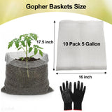 Emycool 10 Pack Gopher Baskets 5 Gallon, Gopher Cages for Planting Stainless Steel Metal Mesh to Protect Plant Root from Gophers Moles and Voles