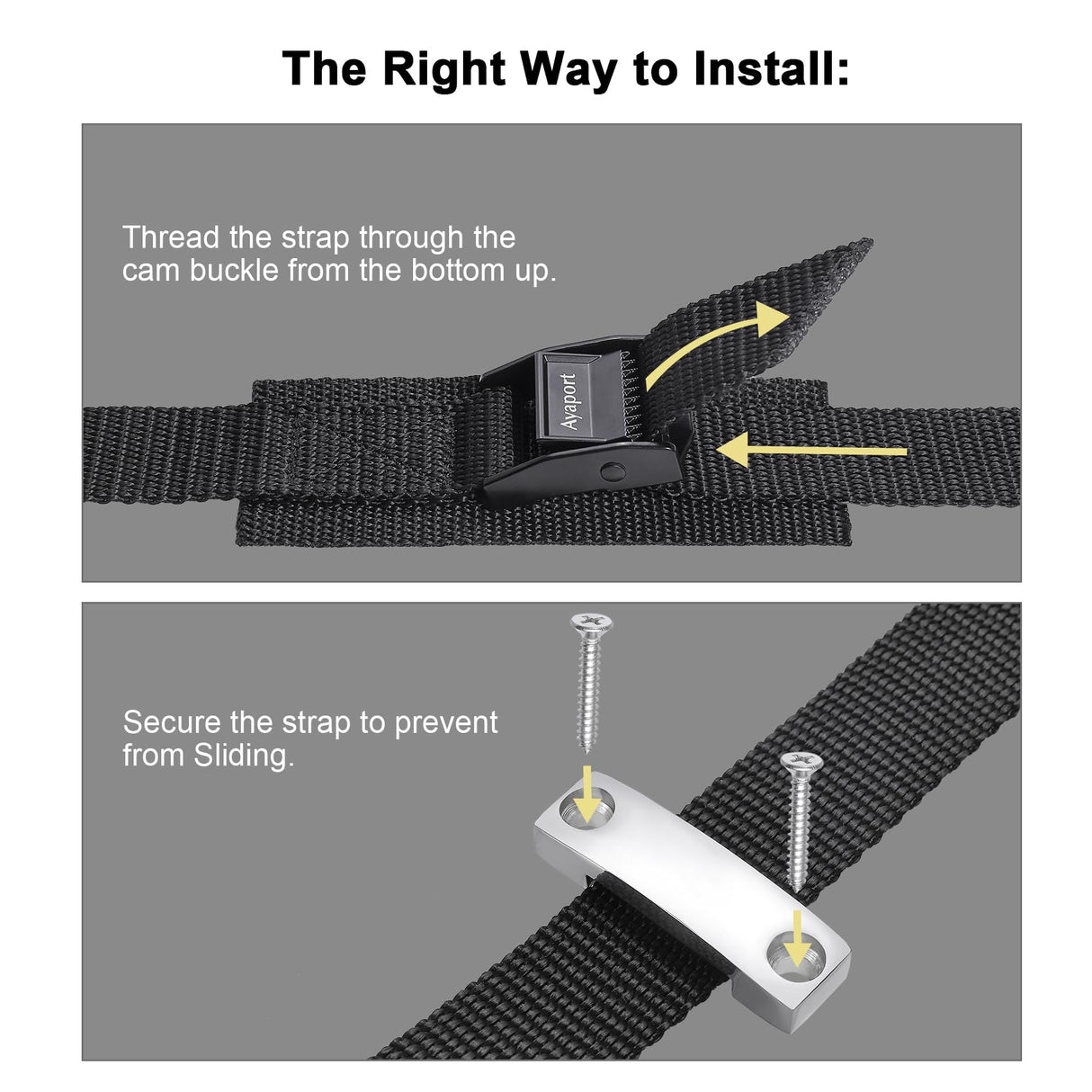 Ayaport Battery Tie Down Strap Battery Box Hold Down Kit 72”, Battery Tie Down Kit, with Stainless Steel Bracket & Screws Used for RV Battery, Accessories