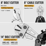 GRENPRO 3-Piece Bolt Cutter Pliers Set, 14" Heavy Duty Bolt Cutter, 8" Mini Wire Cutter, 8" Cable Cutter with Carrying Bag, Cr-V Blade for Metal, Key, Lock, Craft & Hard Wire, Screw, Chains Hand tool