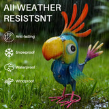 ViteenLight Metal Parrot Statue Outdoor Garden Decor,15" Bird Decor Yard Statue Decorations Outdoor,Funny Parrot Sculpture for Patio, Lawn, Backyard