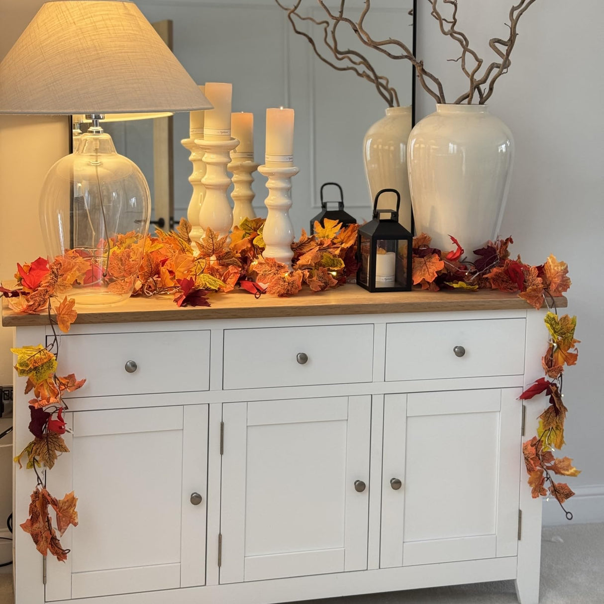 CQURE 16 Pack Fall Leaf Garland, 5.9Ft Autumn Garland Artificial Maple Leaf Garland Fall Leaves Hanging Vines Fall Maple Leaves Thanksgiving Decor for Home Christmas Fireplace Party