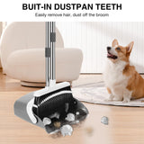NACENA Broom and Dustpan Set, 52-in Long Adjustable Handle Broom Dustpan Combo with Dustpan Teeth to Automatically Clean Hair Suitable for Home Kitchen Office Hall Floor (Grey&White), 2 Pack