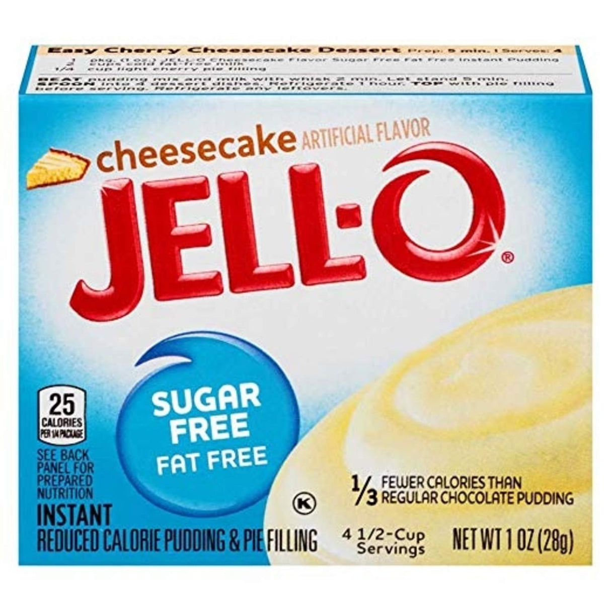 Jell-O Instant Cheesecake Sugar-Free Fat Free Pudding & Pie Filling (1 oz Boxes, Pack of 6)