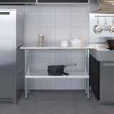 AmGood 14 in. x 48 in. Stainless Steel Work Table | Metal Kitchen Food Prep Table | NSF