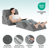 Hansleep 6PCS Orthopedic Bed Wedge Pillow for Sleeping, Adjustable Post Surgery Pillow Set for Body, Back and Leg Pain Relief, Memory Foam Support Pillows for After Surgery, Grey