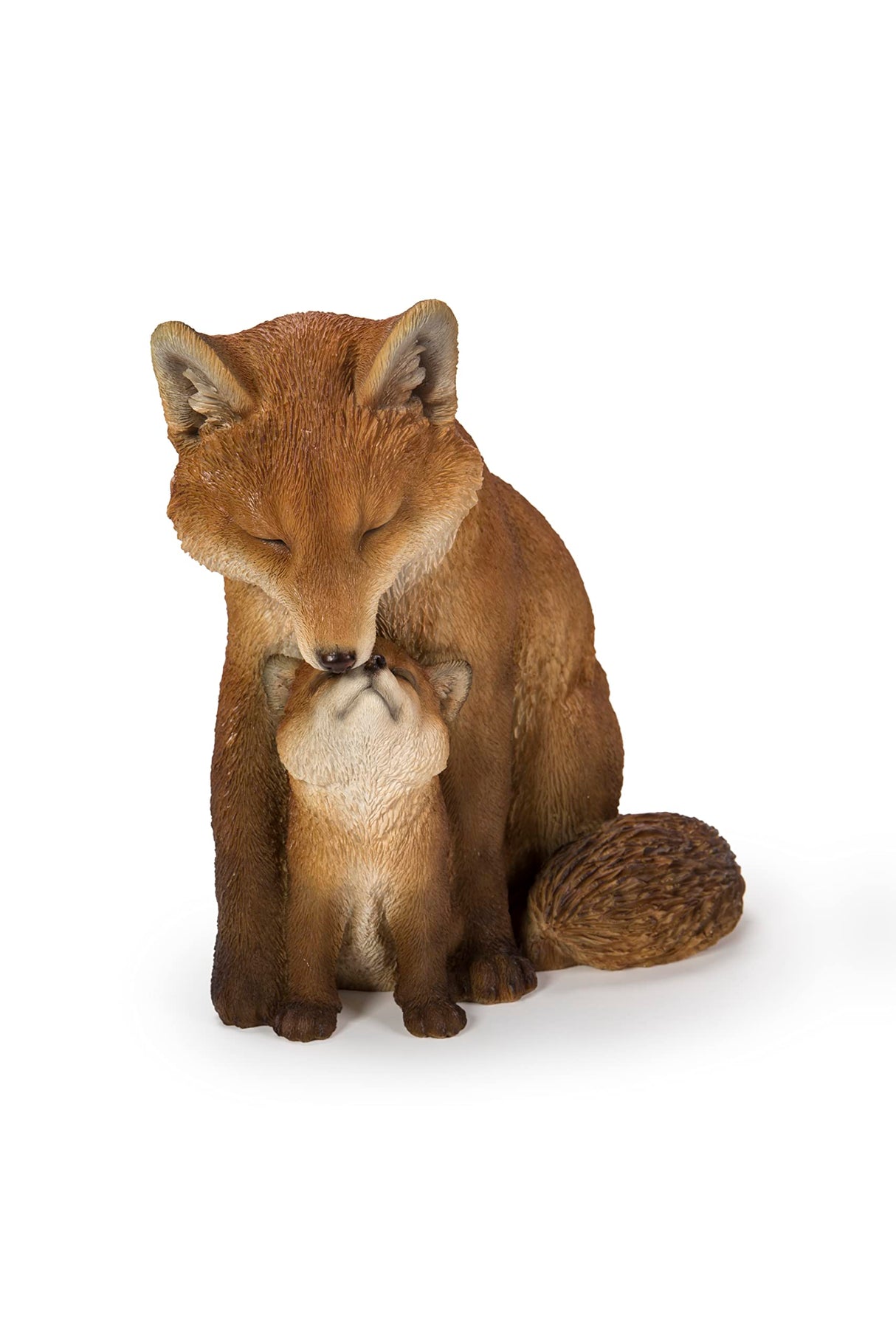 HI-LINE Gift Cuddling Mother and Baby Fox Garden Statue, Brown (87719-I)