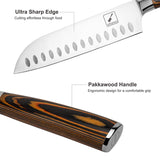 imarku Santoku Knife, 7 inch Kitchen Knife Ultra Sharp Cooking Knife Japanese Chef Knife - German HC Stainless Steel 7Cr17Mov - Ergonomic Pakkawood Handle, Christmas Gifts for Women/Men, Orange