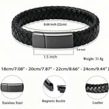 Tina&Co Personalized Men's Bracelet with 0–6 Name Beads – Black Braided Leather, Adjustable Sizes, Custom Gift for Dad, Husband, Son, Boyfriend