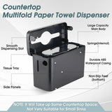 DUTYWORKS Multifold Paper Towel Dispenser Countertop, Commercial Napkin Dispenser for Restaurant, Large Capacity Single-Sheet Hand Towel Dispenser, Paper Towel Holder for Kitchen & Bathroom Black