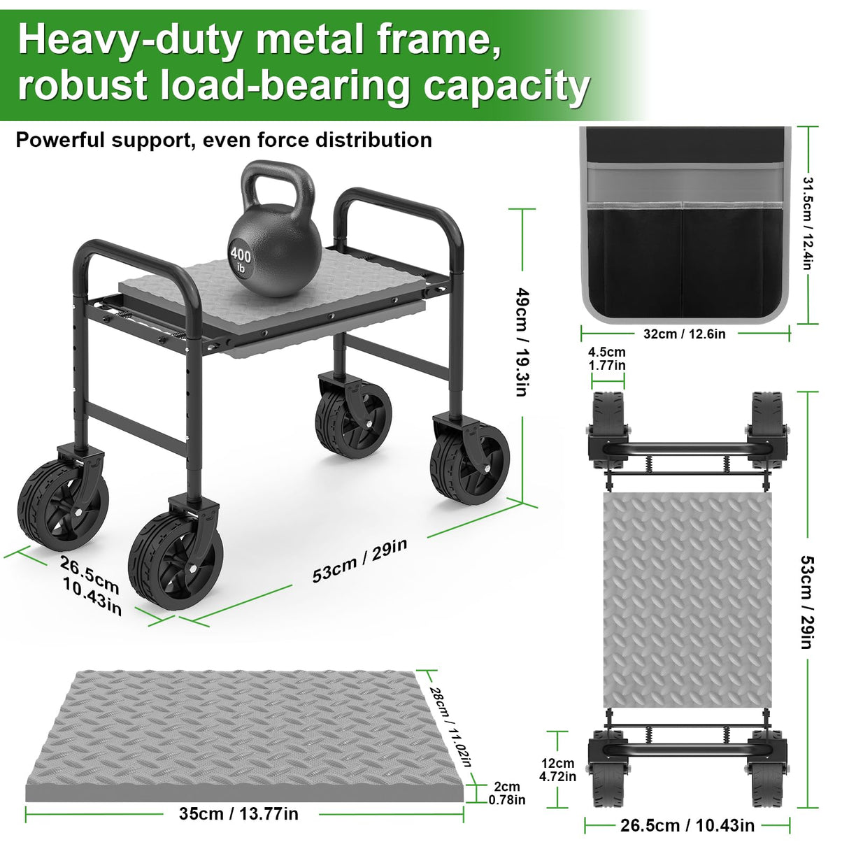 Garden Kneeler and Seat with 360° Wheels: 3-in-1 Rolling Gardning Stool