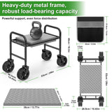 Garden Kneeler and Seat with 360° Wheels: 3-in-1 Rolling Gardning Stool