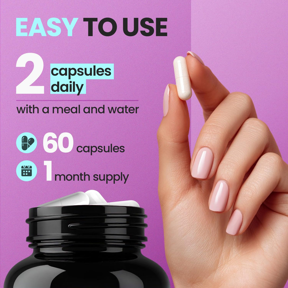 Biotin | Collagen | Keratin Booster with Hyaluronic Acid - Thicker Hair Growth, Healthy Skin & Stronger Nails Supplement – Extra Strength - Multi Vitamin B Complex - Women & Men - Made in USA - 60ct