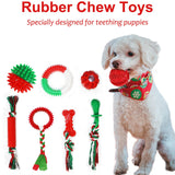 Beiker Christmas Dog Toys Bulk 15 Pack, Puppy Chew Toys for Teething Small Medium Puppies, Holiday Christmas Themed Presents Gifts Box Including Variety Tough Rubber and Rope Toys