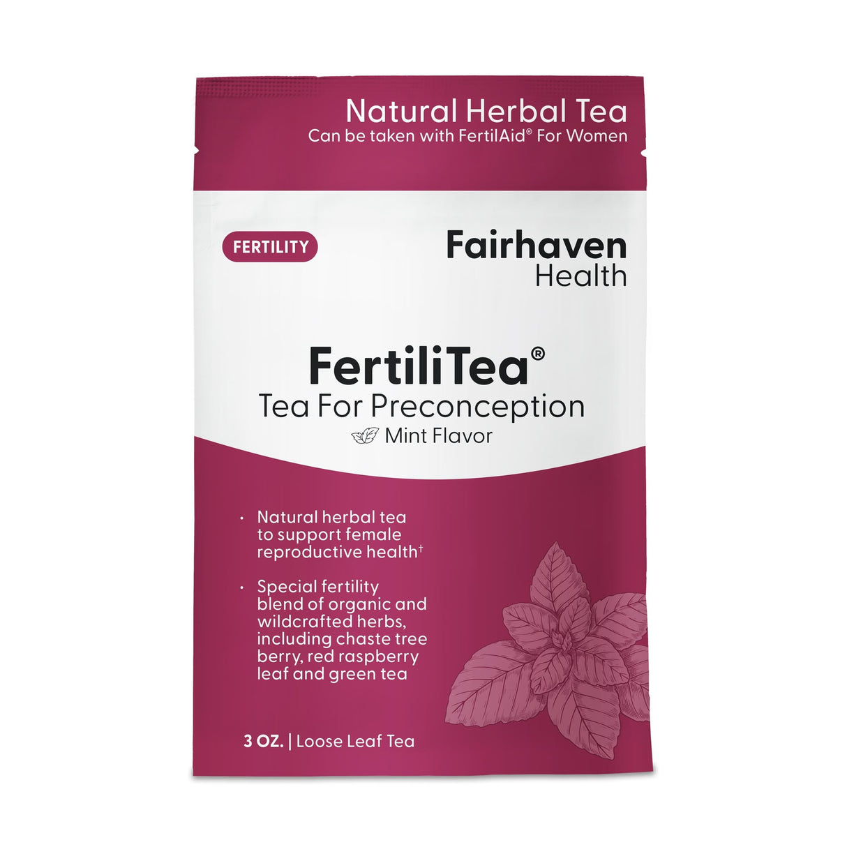 Fairhaven Health FertiliTea | Organic Fertility Tea for Women to Support Reproductive Health* | Prenatal Herbal Tea to Support Menstrual Cycle & Hormone Balance* | Contains Vitex | Mint | 60 Servings