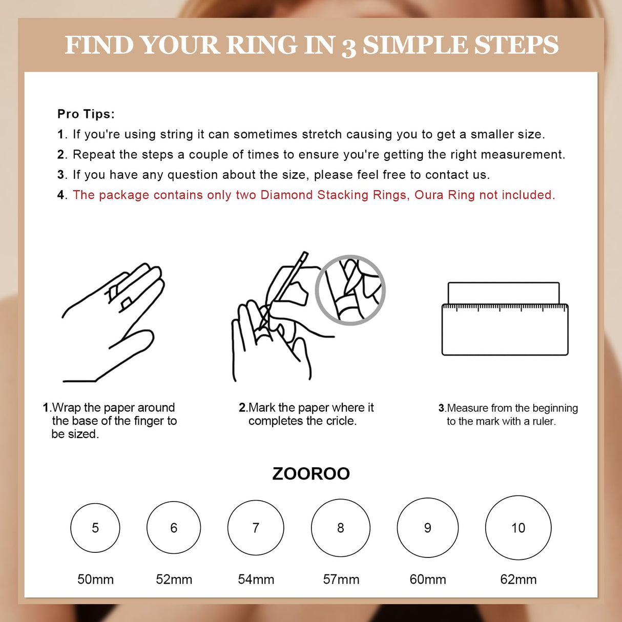 ZOOROO 2-Pack Stackable Bands for Oura Ring 5/Oura Ring 4/Oura Ring 3 Stack
