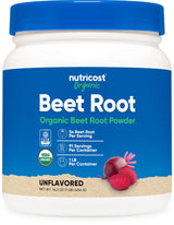 Nutricost Organic Beet Root Powder 1 LB - Vegan, Superfood, Certified USDA Organic