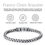 Qumfole Bracelets for Men-Stainless Steel Fold Over Clasp Franco Chain Mens Bracelet Jewelry Gifts for Husband