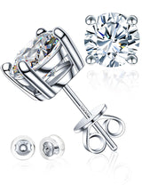 Mossanite stud earrings GRA 925 sterling silver(5mmSilver)