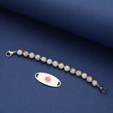 JFJEWER Medical Alert Bracelets for Women Men, Personalized ID Bracelets Free Engraving, Colorful Natural Stone Beaded Medical Bracelets