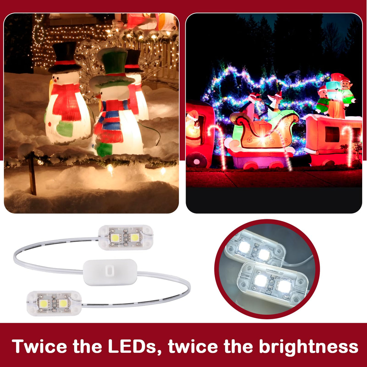 Air Blower Fan for Inflatables, 12V 1.5A Mini Airup Replacement Blower Fan with 2.0A Adapter and 5 LEDs Bulbs Light for Halloween and Christmas Inflatables (IP68 Waterproof, 3200RPM, 5.0 * 5.0'')