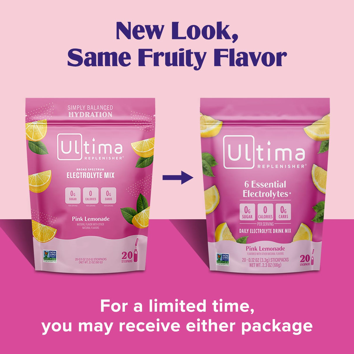 Ultima Replenisher Daily Electrolyte Powder Drink Mix – Sugar Free – Pink Lemonade, 20 Stickpacks – Hydration Packets with 6 Electrolytes and Trace Minerals – Keto Friendly, Vegan, Non-GMO