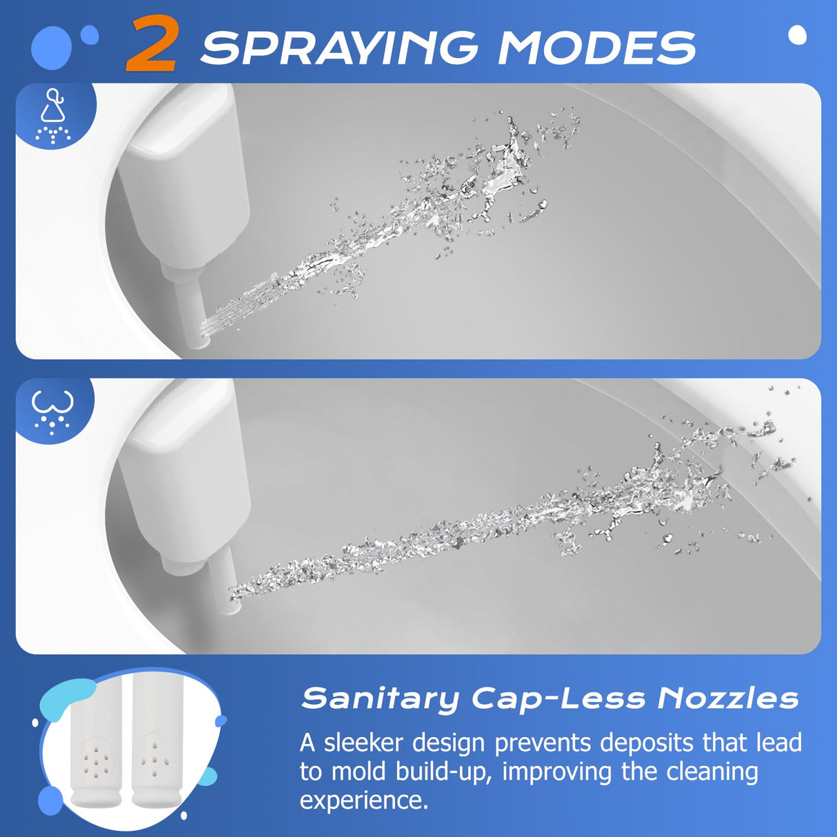 SAMODRA Ultra-Slim Hygienic Bidets Attachment for Existing Toilets - Adjustable Fresh Water Pressure Dual Nozzle (Frontal & Rear Wash) Easy to Install, Silver