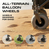 Beach Wagon with Big Wheels for Sand - Heavy Duty Collapsible Folding Utility Wagon Cart 300lb Capacity with 9” All-Terrain Pneumatic Tires & Cup Holders - Portable Garden Camping Outdoor Cart (Black)