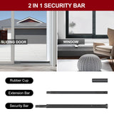 AceMining Sliding Door Security Bar,Heavy Duty Sliding Patio Door Lock Bar, 20-50inch Adjustable Multi-use Window Security Bars, Sliding Door Stopper,Black,1Pack