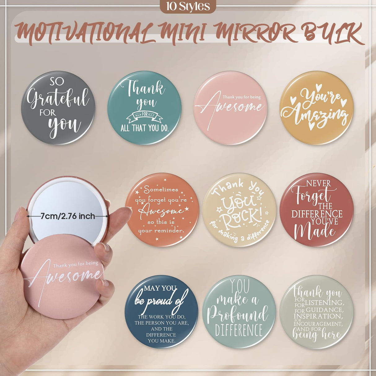 Vercraft 20 Pcs Employee Appreciation Gifts Inspirational Canvas Makeup Bags Compact Mirrors Bulk Cosmetic Bags Portable Mirror Thank You Gifts for Women Christmas Nurse Practitioner (Praise)