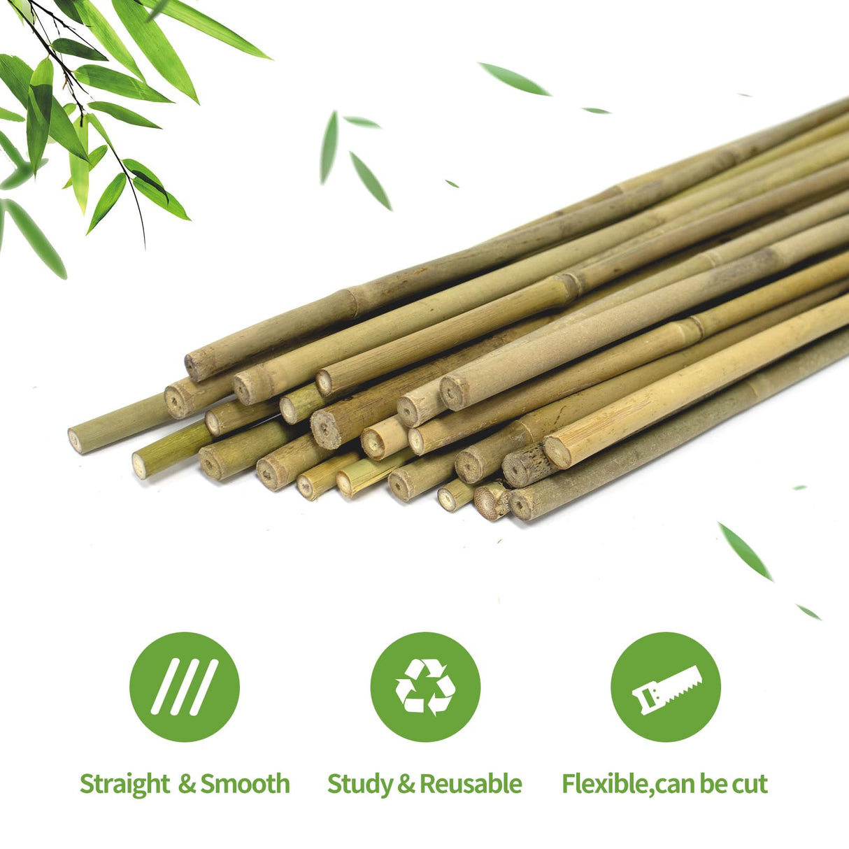 Plant Stakes, 3FT Natural Bamboo Garden Stakes, 25Pcs Bamboo Plant Stakes,Bamboo Sticks for Tomato,Beans,Vegetable and Climbing Plants