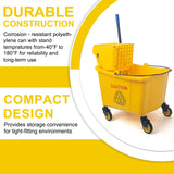 KeFanta 35 Quart Commercial Mop Bucket with Side Press Wringer on Wheels,Yellow,Include Heavy Duty Industrial Mop for Floor Cleaning,Household,Business,Restaurants and Janitorial Use