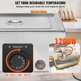 VEVOR Commercial Food Warmer, 1 Pan 24QT Electric Steam Table, 1200W Professional Countertop Stainless Steel Buffet Bain Marie with 86-185°F Temp Control for Catering and Restaurants, Silver