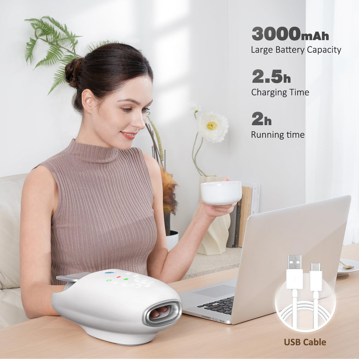 KNQZE Hand Massager with Heat and Compression,Touchscreen Massager with Roller Kneading for Wrist, Carpal Tunnel and Finger Numbness Relief, Mothers Day Gifts for Mom Women & Men (White)