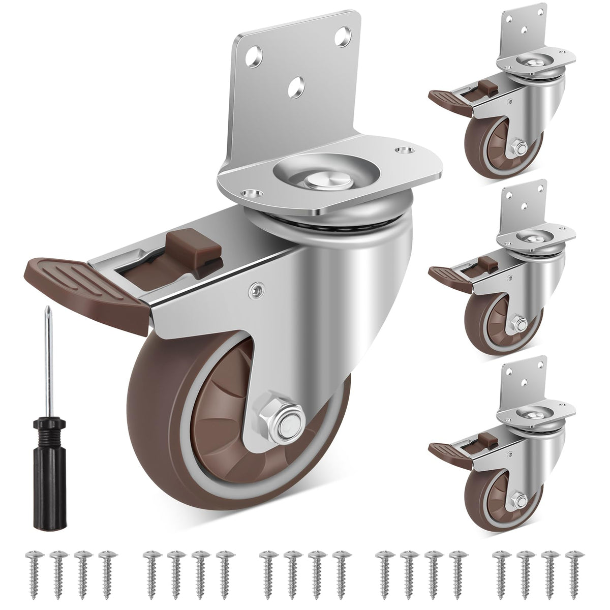 Casters Below Rack W B D WEIBIDA 3 Inch Side Mount Casters Wheels, L-Shaped Rubber Caster ...
