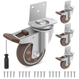 W B D WEIBIDA 3 Inch Side Mount Casters Wheels, L-Shaped Rubber Casters Set of 4, 360 Degree Ball Bearing Swivel Casters, Heavy Duty Casters Wheels for Workbench, Baby Beds, Cabinets, Tables