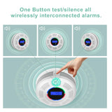 GiiHoo Wireless Interconnected Smoke Carbon Monoxide Detector Battery Powered, Interlinked Combination Smoke and Carbon Monoxide Detector Alarm with Digital Display, Silence Button (White-1)
