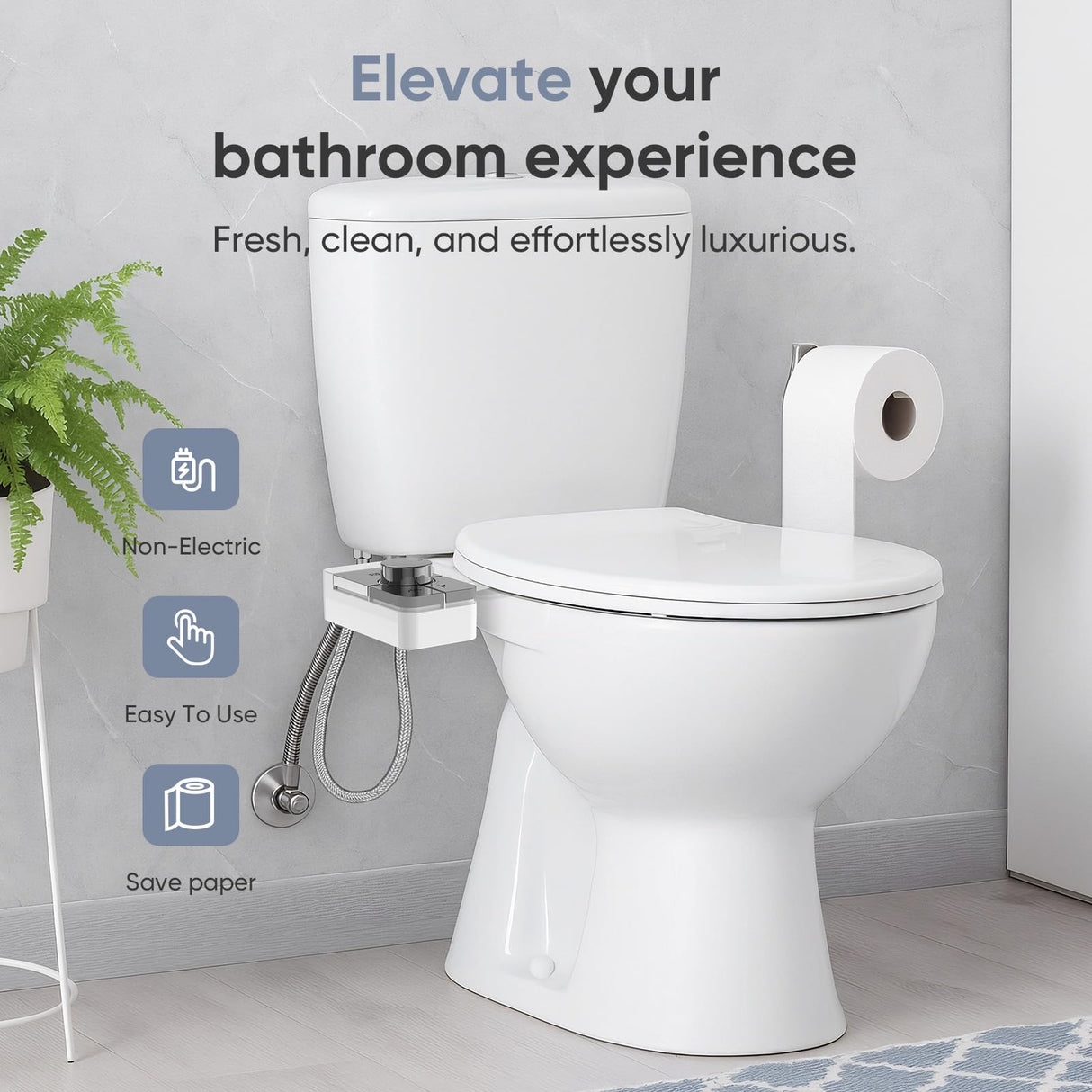 Vestomeli Upgrade Bidet Attachment for Toilet Seat, Adjustable Angle Dual Nozzle, Self-Cleaning, Non-Electric Bidet Attachment for Rear & Feminine Wash, Controllable Fresh Cold Water Pressure