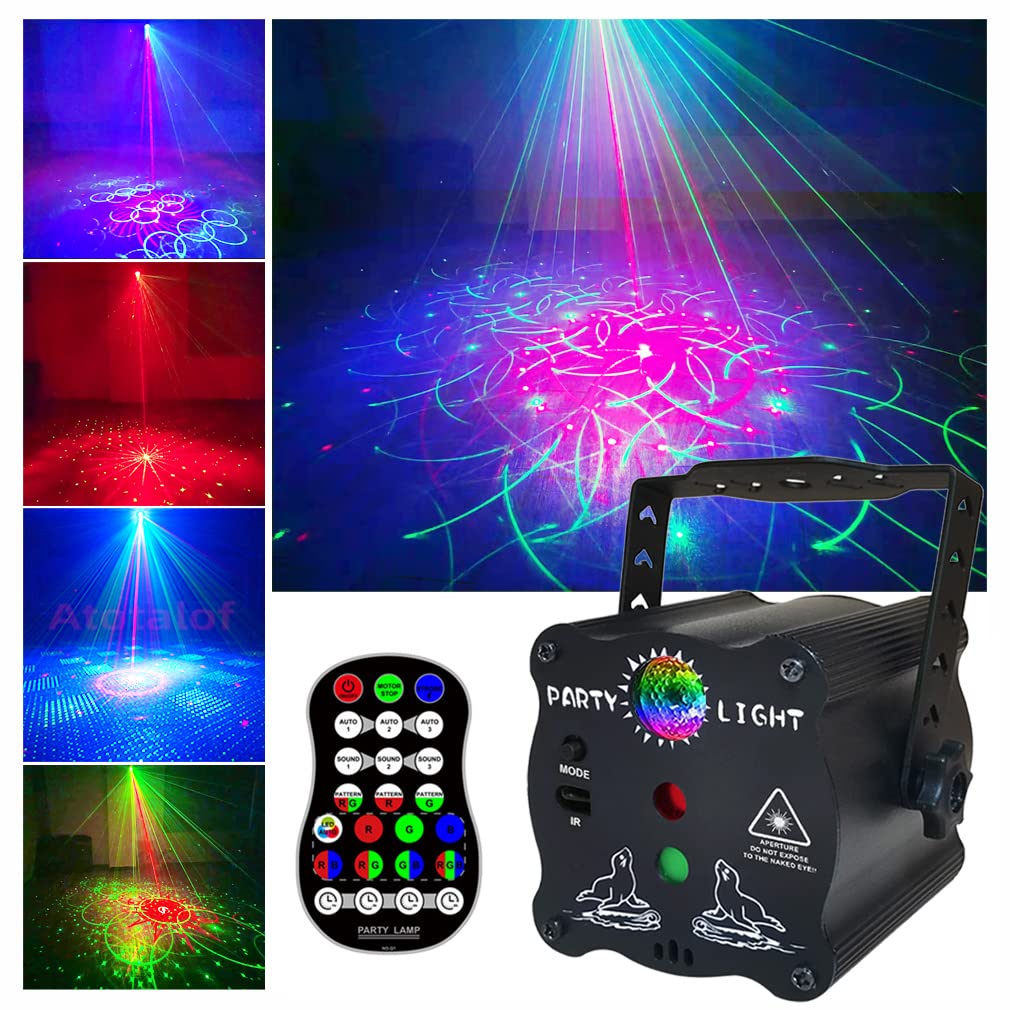 Laser Lights Show Projector - Sound Activated Strobe & Disco Ball DJ Lights for Christmas, Halloween, Glow Party Decor