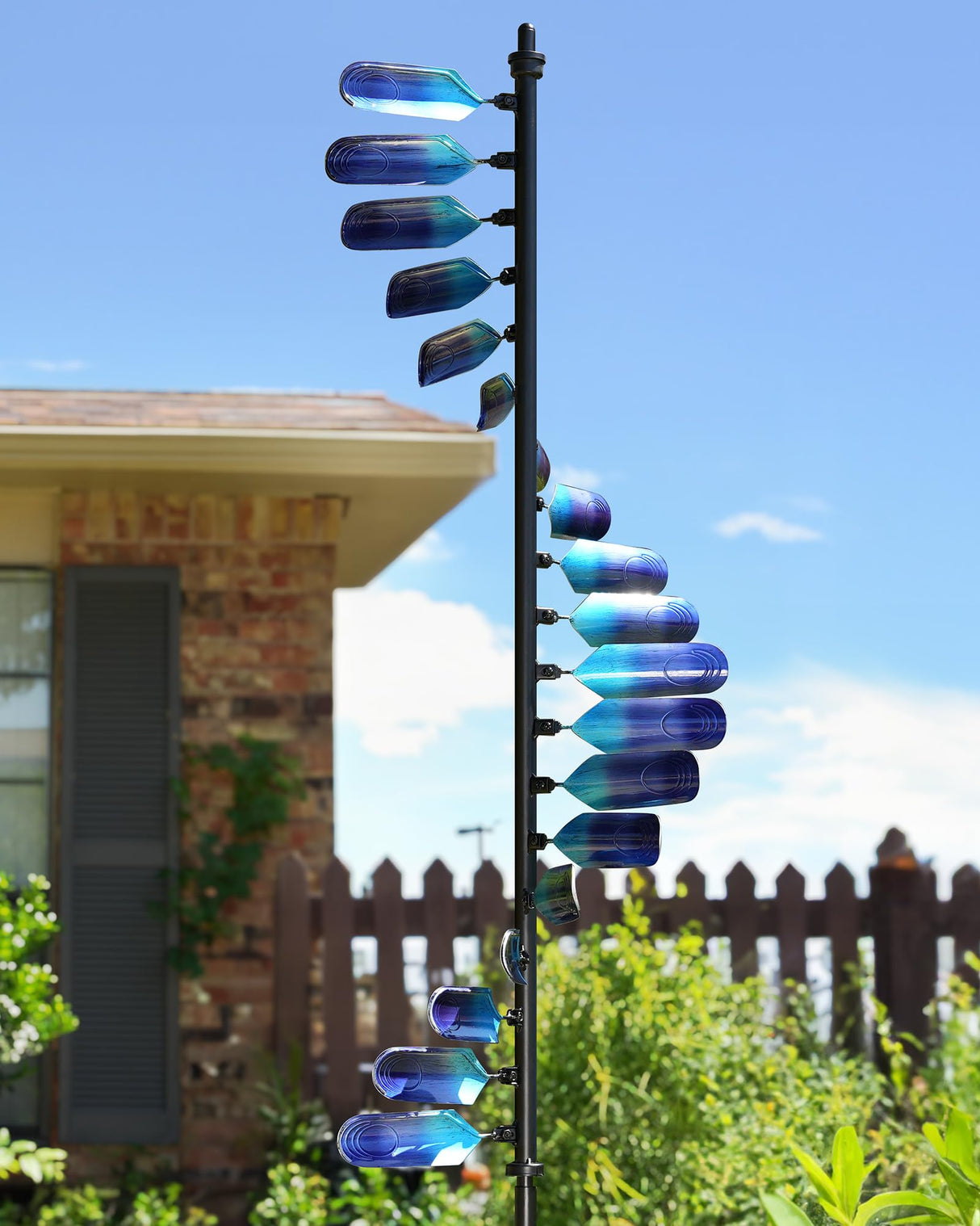 Cyan Oasis Wind Spinners Outdoor, 93" Large Metal Wind Spinners for Yard and Garden, Kinetic Wind Sculptures & Spinners with Stake, Windmill for Yard Art Decor (Peacock Spiral)