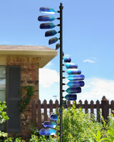 Cyan Oasis Wind Spinners Outdoor, 93" Large Metal Wind Spinners for Yard and Garden, Kinetic Wind Sculptures & Spinners with Stake, Windmill for Yard Art Decor (Peacock Spiral)