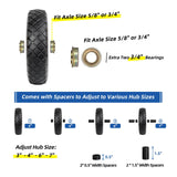 GICOOL 4.80/4.00-8" Wheelbarrow Tire, 16" Flat-Free Solid Tire and Wheel, 3-6" Centered Hub, 5/8" & 3/4" Bearing, For Garden Wagon Cart Trolley Dolly (1 Pack)