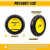 MZREXN 4.80/4.00-8" Wheelbarrow Tires, 15" Flat Free Tire and Wheel