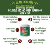 Kids Greens and Reds Superfood Powder. Best Tasting Organic Vegan Super Food Juice with 25+ Real Fruits and Vegetables. Gluten Free Real Food Vitamins. Green and Red Superfoods Supplement for Children
