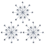 hogardeck Metal Flower Wall Decor, 3pcs 9" Silver Metal Jeweled Wall Art Bling Crystal Home Décor, Sun Burst Rhinestone Hanging Diamond Accents for for Indoor, Outdoor, Living Room, Bedroom
