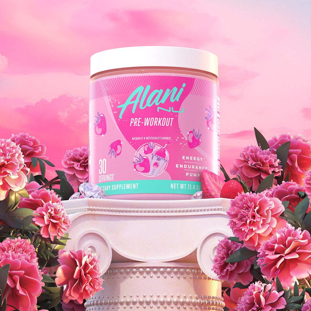 Alani Nu Pre Workout Powder Pink Slush, Amino Energy Boost, Endurance Supplement, Sugar Free, 200mg Caffeine, L-Theanine, Beta-Alanine, L-Citrulline, 30 Servings