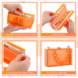 Jadive Orange 4 Pcs Purse Clear Women Acrylic Clutch Hand Bag Evening Retro Earring Bracelet Jewelry Set Neon Vintage Wedding Gift
