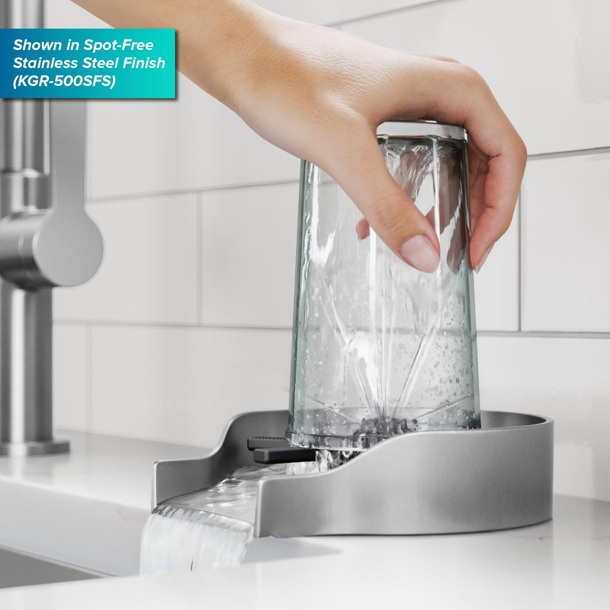 KRAUS CleanMate Glass Rinser for Kitchen Sink in Matte Black Color Finish, KGR-500MB