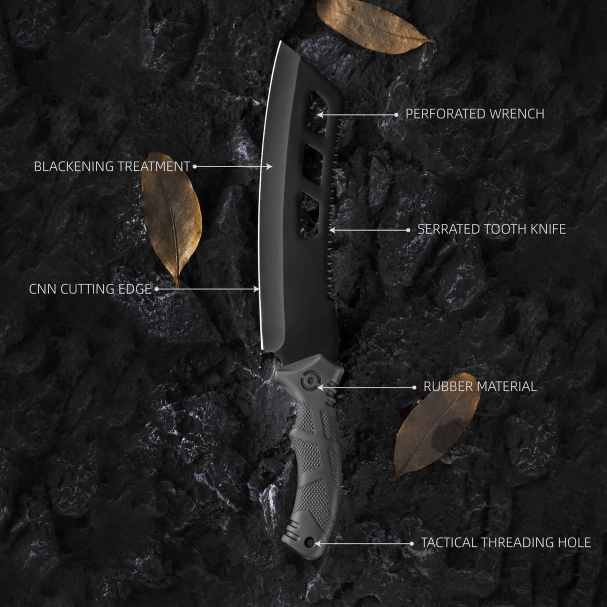 REAT Machete with Saw,16" Heavy Duty Machete with Sheath, Dual-Purpose Hunting Knife for Chopping and Sawing,Ergonomic No-Slip Handle,Machetes for Yard Work,Cutting Trees,Bushcraft,Gifts for Men,Women