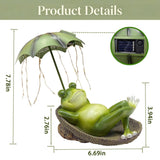 ASDFG 6.7" Solar Frog Garden Statue with Light Up Umbrella - IP65 Waterproof Resin Sculpture, Outdoor Figurine for Patio Yard Pond, Unique Gardening Gifts for Women/Mom